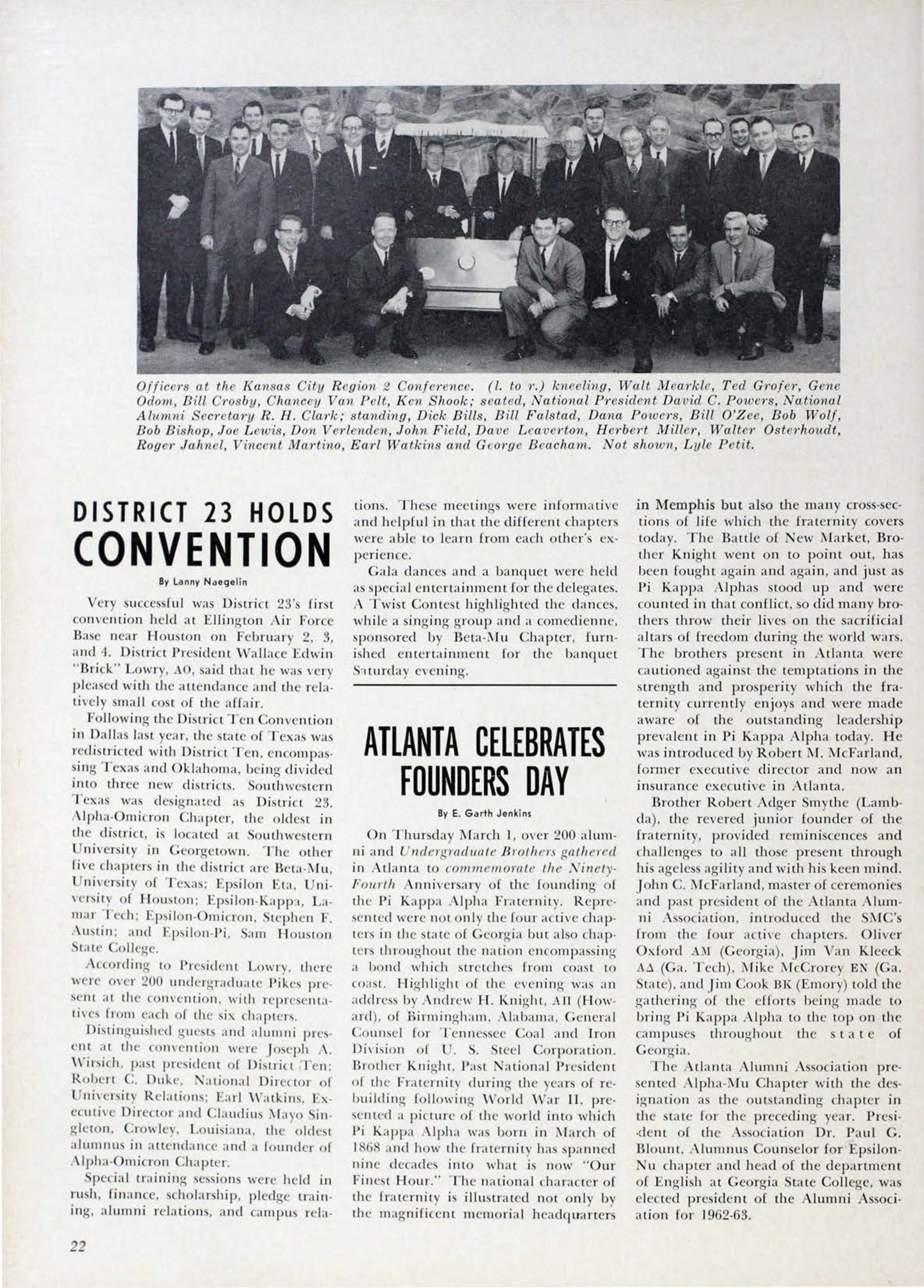 Officers At The Kansas City Region 2 Conference Photograph, June 1962